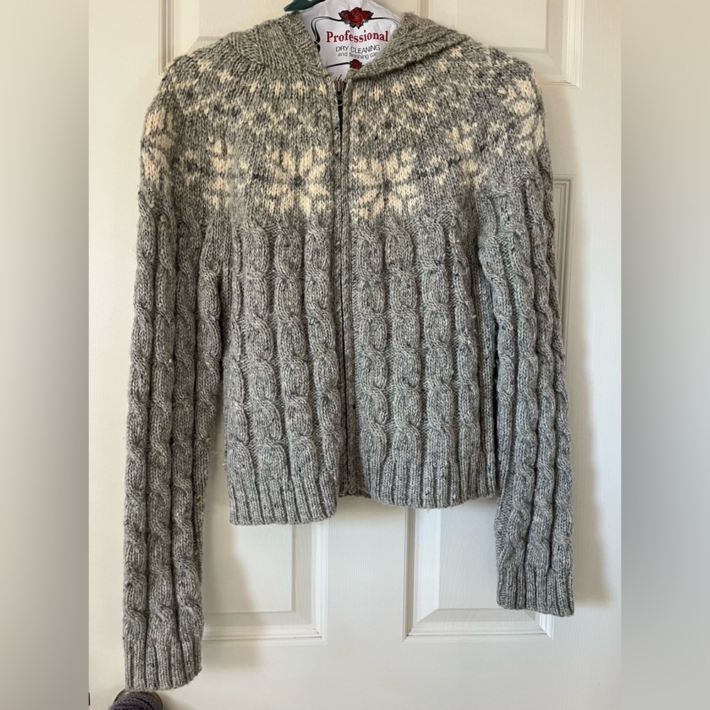 abercrombie & fitch Icelandic zip up wool cardigan with hood - Picture 1 of 4